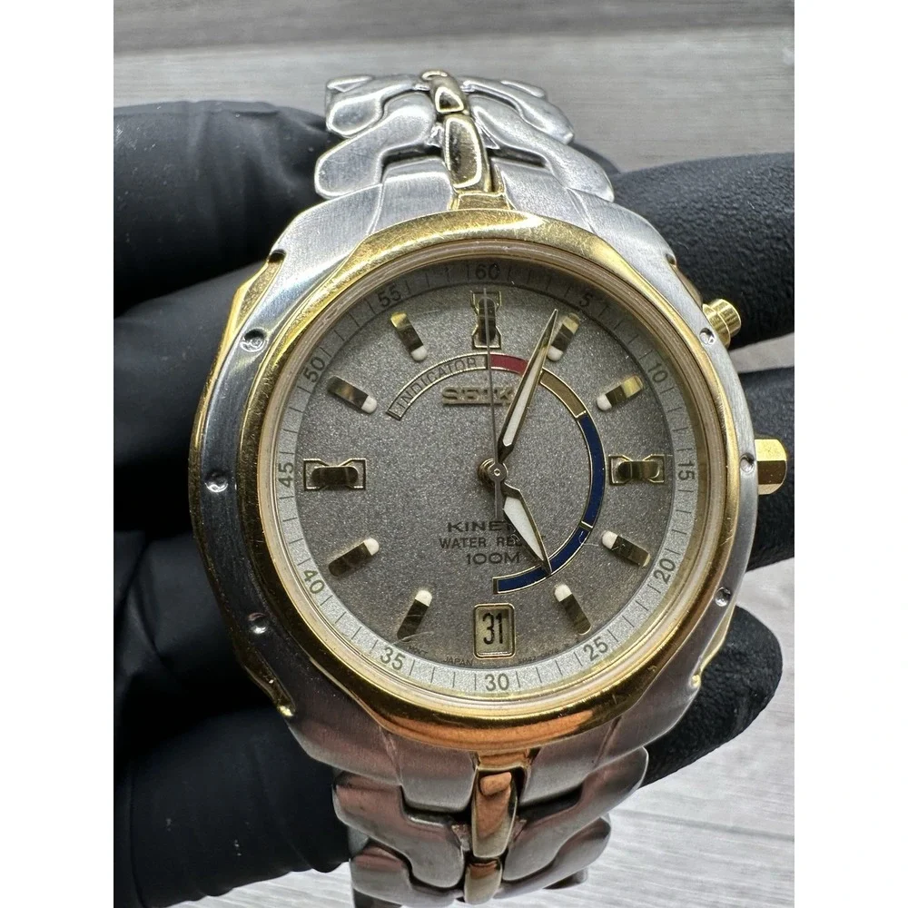 Vintage Seiko Kinetic 5M42-0L89 Men's Watch Date